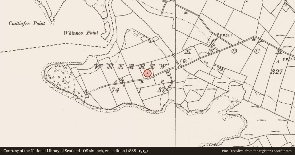 Ordnance Survey six-inch map, 2nd edition (1888–1915) covering the location of Enclosure, Wherrew, County Mayo, with a pin at the register's coordinates