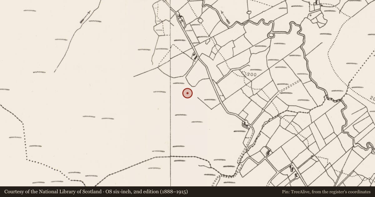 Ordnance Survey six-inch map, 2nd edition (1888–1915) covering the location of Field boundary, Killacorraun, County Mayo, with a pin at the register's coordinates
