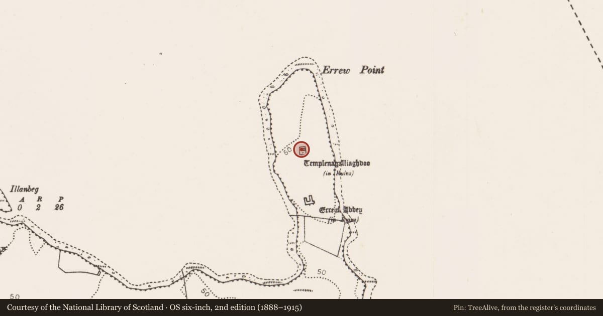 Ordnance Survey six-inch map, 2nd edition (1888–1915) covering the location of Religious house - unclassified, Errew, County Mayo, with a pin at the register's coordinates