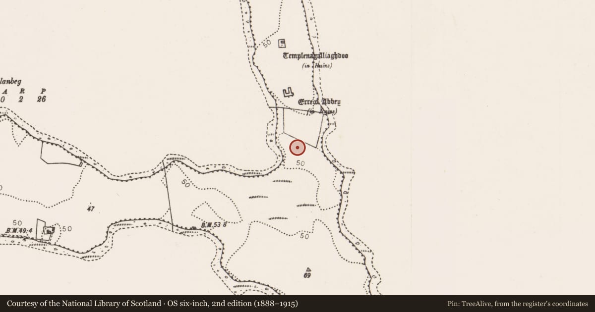 Ordnance Survey six-inch map, 2nd edition (1888–1915) covering the location of Promontory fort - inland, Errew, County Mayo, with a pin at the register's coordinates