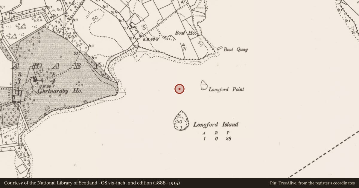 Ordnance Survey six-inch map, 2nd edition (1888–1915) covering the location of Causeway, Lough Conn, County Mayo, with a pin at the register's coordinates