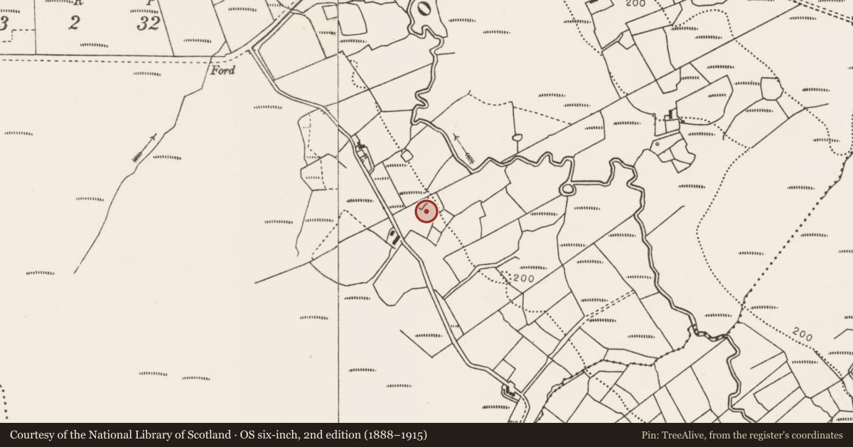 Ordnance Survey six-inch map, 2nd edition (1888–1915) covering the location of Burnt mound, Killacorraun, County Mayo, with a pin at the register's coordinates