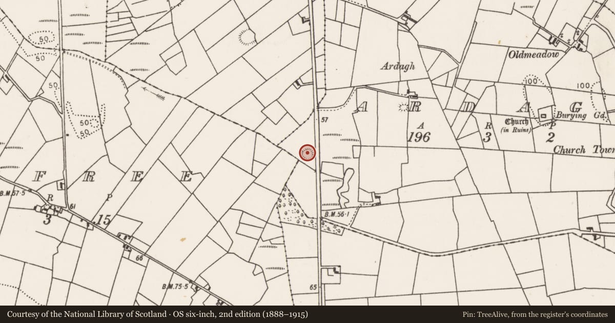 Ordnance Survey six-inch map, 2nd edition (1888–1915) covering the location of Ringfort - rath, Ardagh, County Mayo, with a pin at the register's coordinates