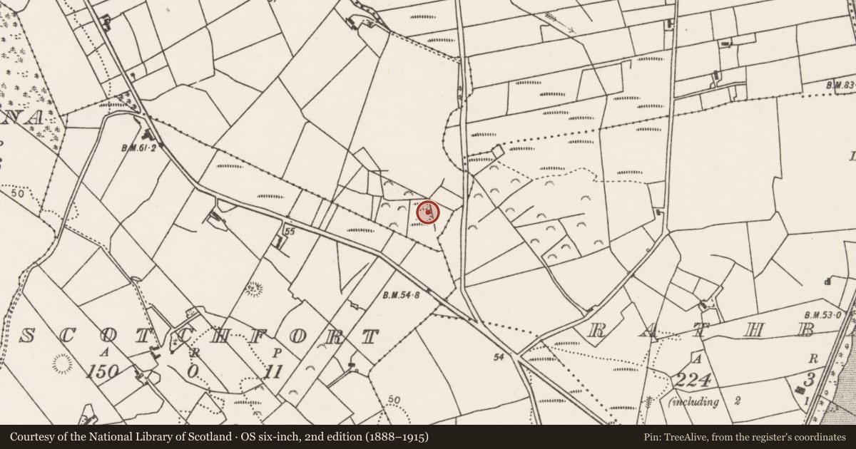 Ordnance Survey six-inch map, 2nd edition (1888–1915) covering the location of Enclosure, Garrycloonagh, County Mayo, with a pin at the register's coordinates