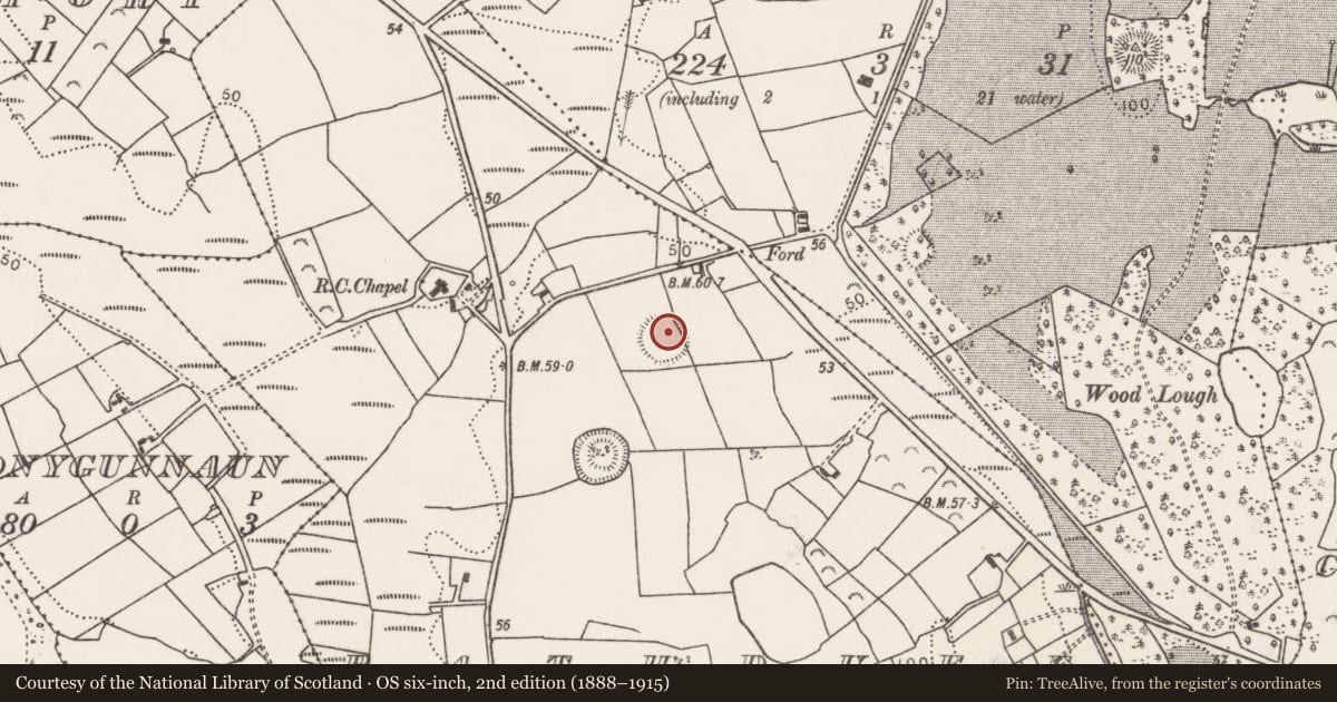 Ordnance Survey six-inch map, 2nd edition (1888–1915) covering the location of House - indeterminate date, Rathduff, County Mayo, with a pin at the register's coordinates