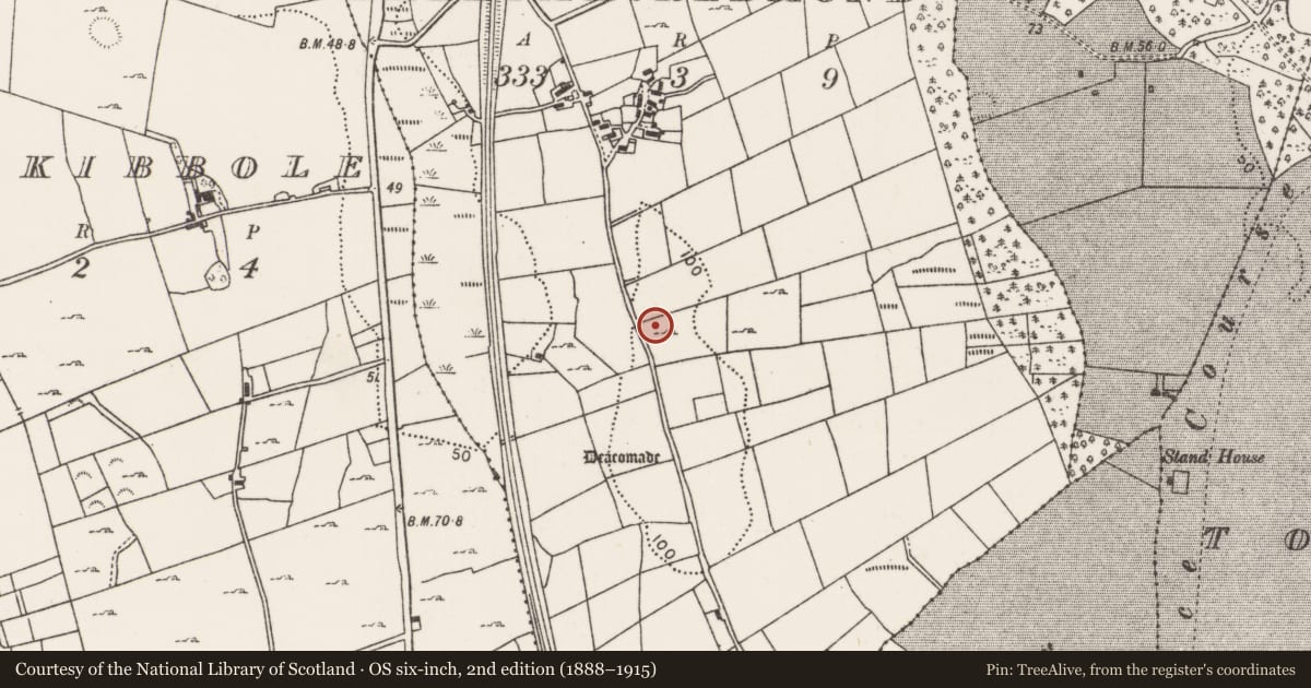 Ordnance Survey six-inch map, 2nd edition (1888–1915) covering the location of Enclosure, Ballymacredmond (Tirawley By., Ballynahaglish Par.), County Mayo, with a pin at the register's coordinates