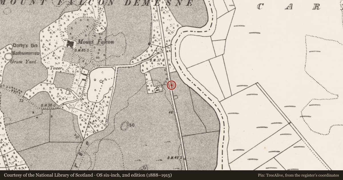 Ordnance Survey six-inch map, 2nd edition (1888–1915) covering the location of Metalworking site, Tonybaun, County Mayo, with a pin at the register's coordinates