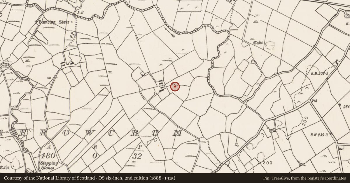 Ordnance Survey six-inch map, 2nd edition (1888–1915) covering the location of Enclosure, Carrowcrom, County Mayo, with a pin at the register's coordinates