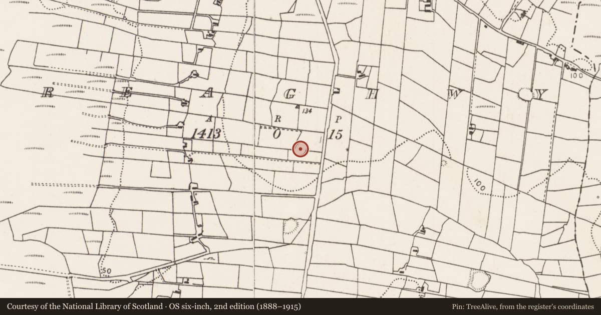 Ordnance Survey six-inch map, 2nd edition (1888–1915) covering the location of Ringfort - rath, Breaghwy, County Mayo, with a pin at the register's coordinates