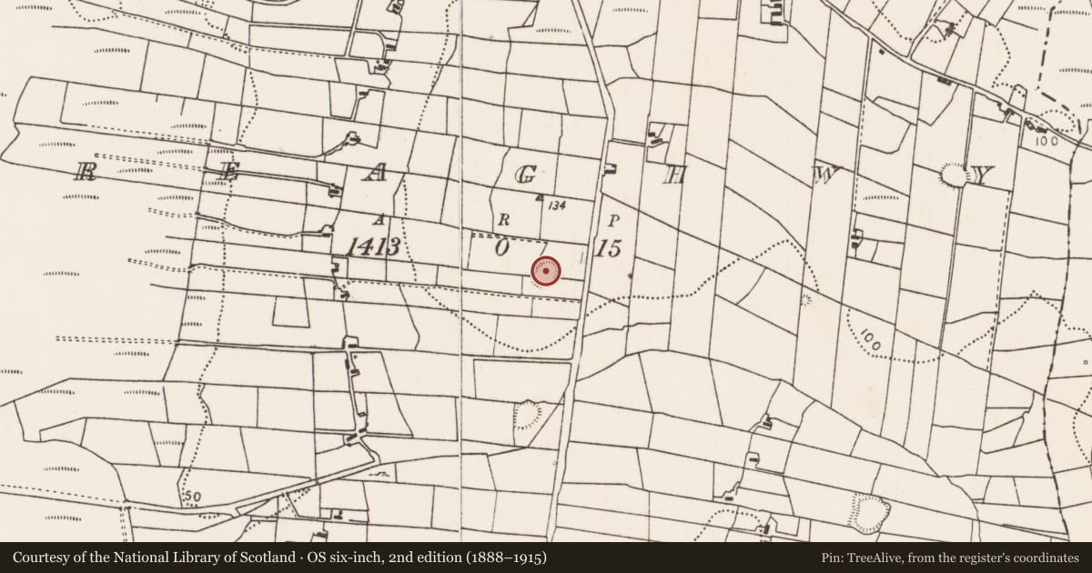 Ordnance Survey six-inch map, 2nd edition (1888–1915) covering the location of Souterrain, Breaghwy, County Mayo, with a pin at the register's coordinates