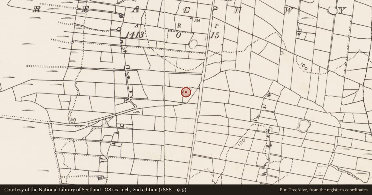 Ordnance Survey six-inch map, 2nd edition (1888–1915) covering the location of Ringfort - rath, Breaghwy, County Mayo, with a pin at the register's coordinates