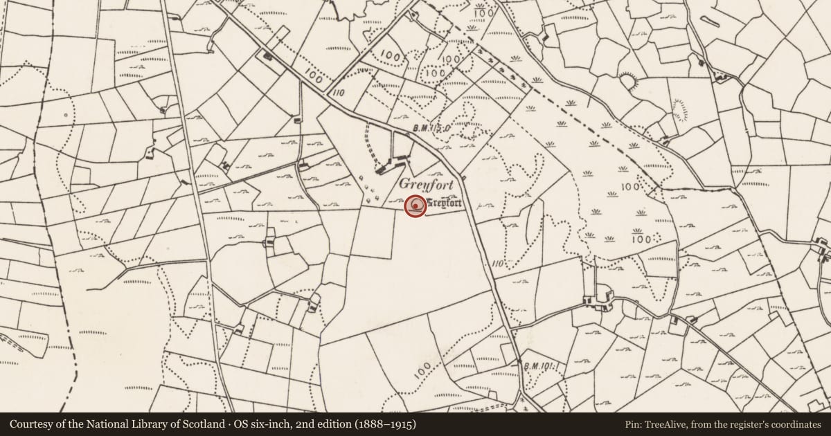 Ordnance Survey six-inch map, 2nd edition (1888–1915) covering the location of Souterrain, Corrower, County Mayo, with a pin at the register's coordinates