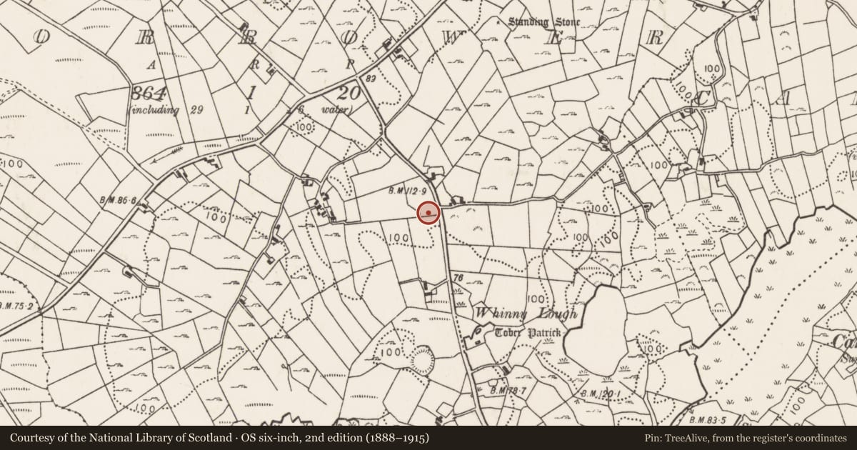Ordnance Survey six-inch map, 2nd edition (1888–1915) covering the location of Cist, Corrower, County Mayo, with a pin at the register's coordinates
