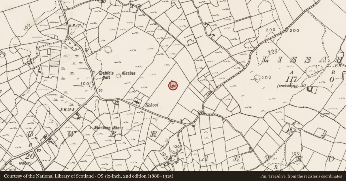 Ordnance Survey six-inch map, 2nd edition (1888–1915) covering the location of Souterrain, Corrower, County Mayo, with a pin at the register's coordinates