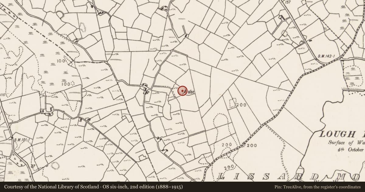 Ordnance Survey six-inch map, 2nd edition (1888–1915) covering the location of Ringfort - rath, Carrowcastle (Gallen By., Kilgarvan Par.), County Mayo, with a pin at the register's coordinates