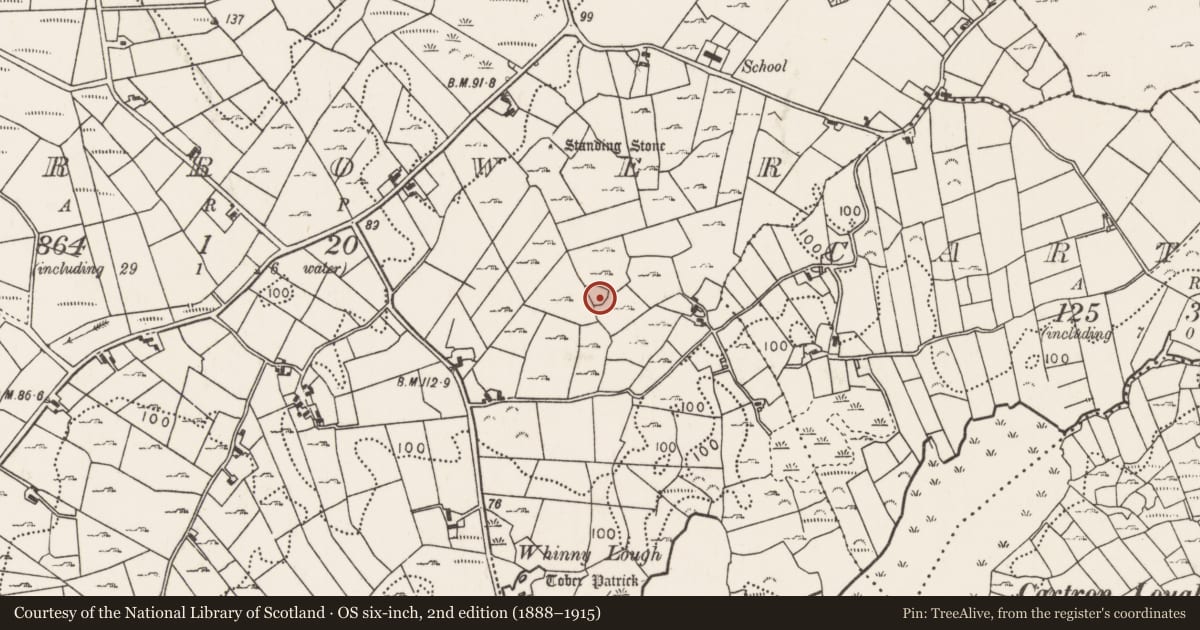 Ordnance Survey six-inch map, 2nd edition (1888–1915) covering the location of Enclosure, Corrower, County Mayo, with a pin at the register's coordinates