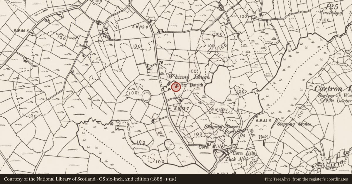Ordnance Survey six-inch map, 2nd edition (1888–1915) covering the location of Fulacht fia, Corrower, County Mayo, with a pin at the register's coordinates