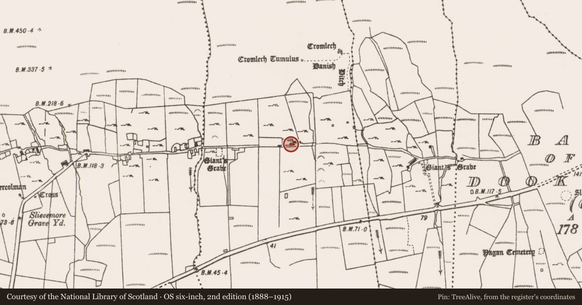 Ordnance Survey six-inch map, 2nd edition (1888–1915) covering the location of Mound, Keel East, County Mayo, with a pin at the register's coordinates