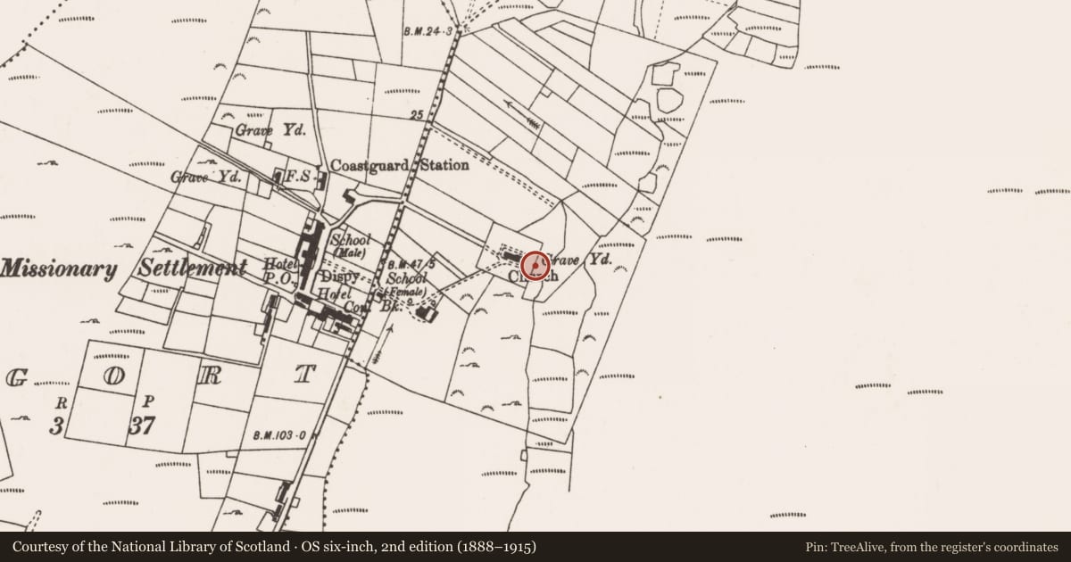 Ordnance Survey six-inch map, 2nd edition (1888–1915) covering the location of Settlement cluster, Doogort East, County Mayo, with a pin at the register's coordinates