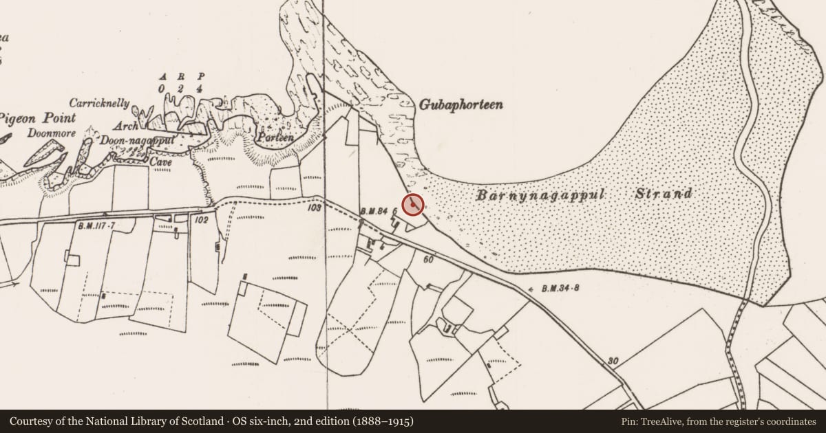Ordnance Survey six-inch map, 2nd edition (1888–1915) covering the location of House - 18th/19th century, Doogort East, County Mayo, with a pin at the register's coordinates