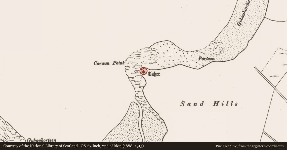 Ordnance Survey six-inch map, 2nd edition (1888–1915) covering the location of Ringfort - cashel, Tóin An Tseanbhaile, County Mayo, with a pin at the register's coordinates