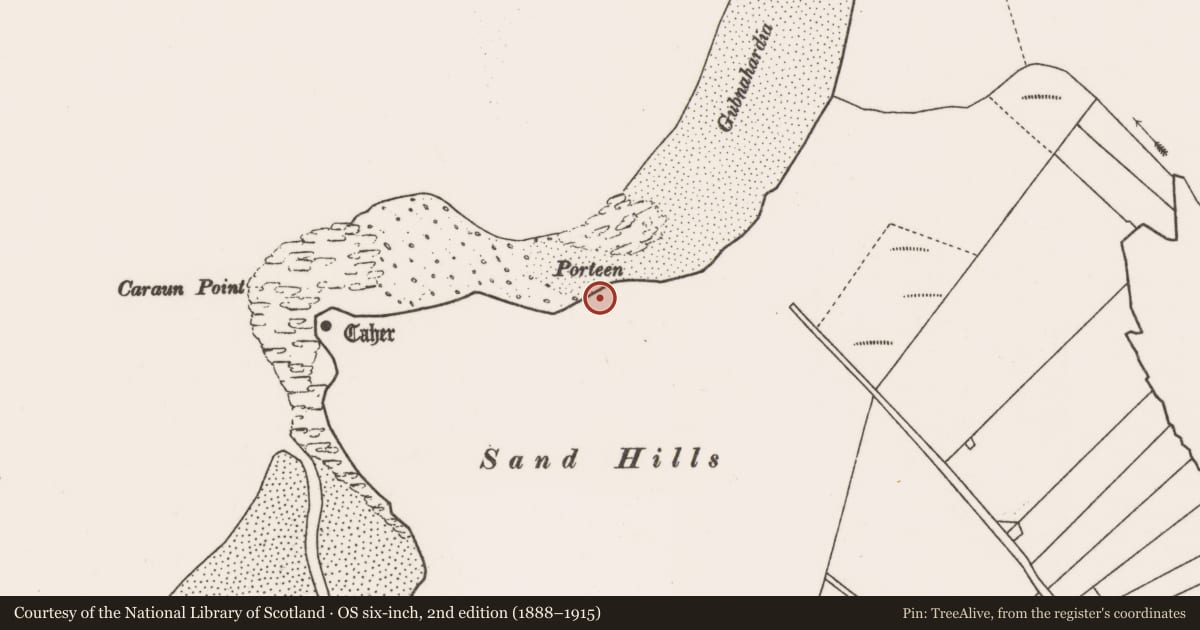 Ordnance Survey six-inch map, 2nd edition (1888–1915) covering the location of Cairn - unclassified, Tóin An Tseanbhaile, County Mayo, with a pin at the register's coordinates