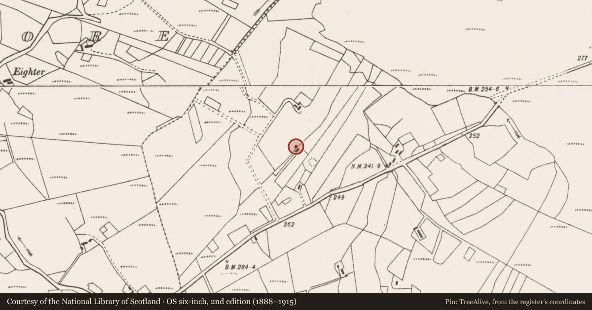 Ordnance Survey six-inch map, 2nd edition (1888–1915) covering the location of Cairn - unclassified, Keenagh Beg, County Mayo, with a pin at the register's coordinates