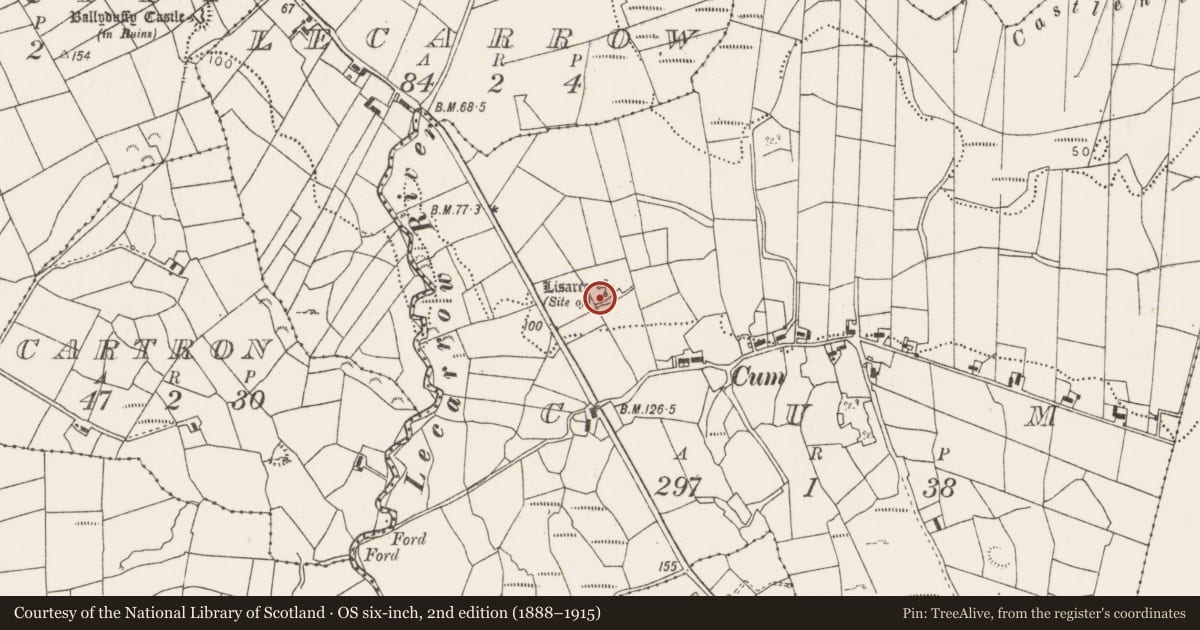 Ordnance Survey six-inch map, 2nd edition (1888–1915) covering the location of Ringfort - rath, Cum, County Mayo, with a pin at the register's coordinates