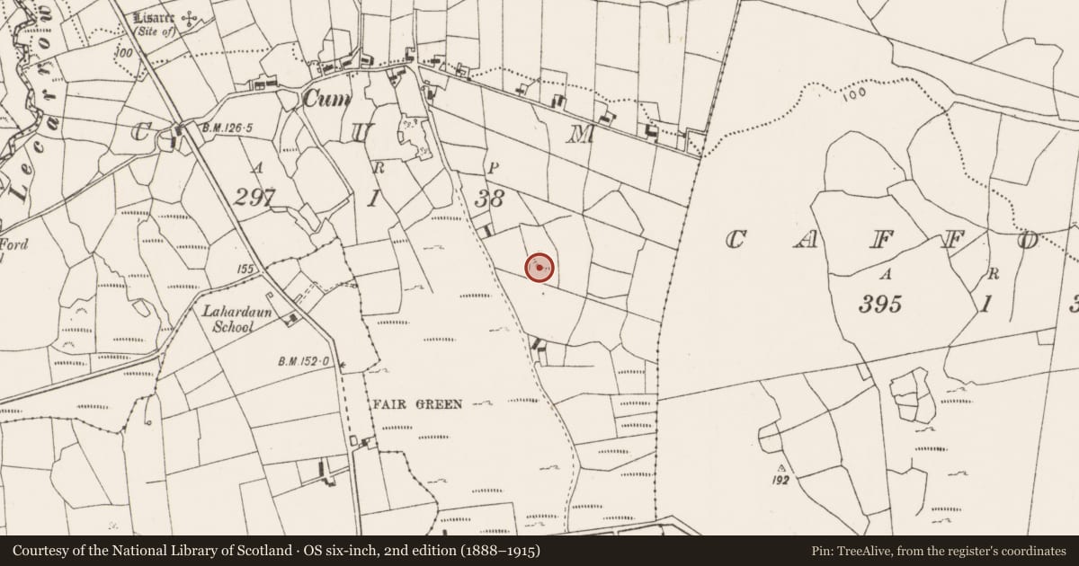 Ordnance Survey six-inch map, 2nd edition (1888–1915) covering the location of Ringfort - rath, Cum, County Mayo, with a pin at the register's coordinates