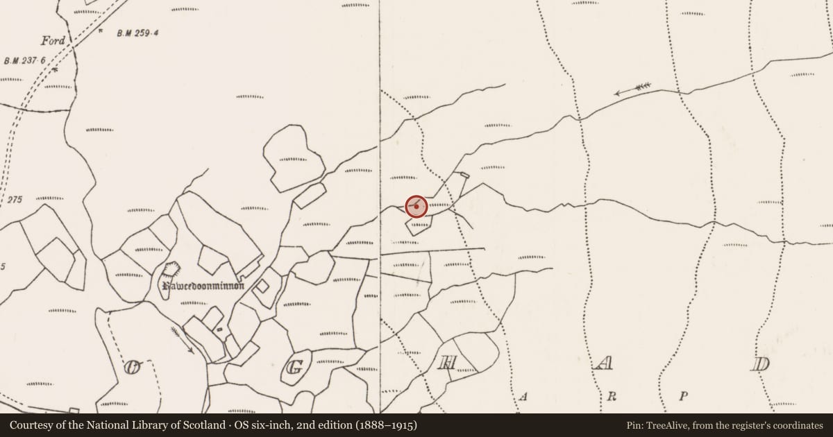 Ordnance Survey six-inch map, 2nd edition (1888–1915) covering the location of Ringfort - rath, Boghadoon, County Mayo, with a pin at the register's coordinates