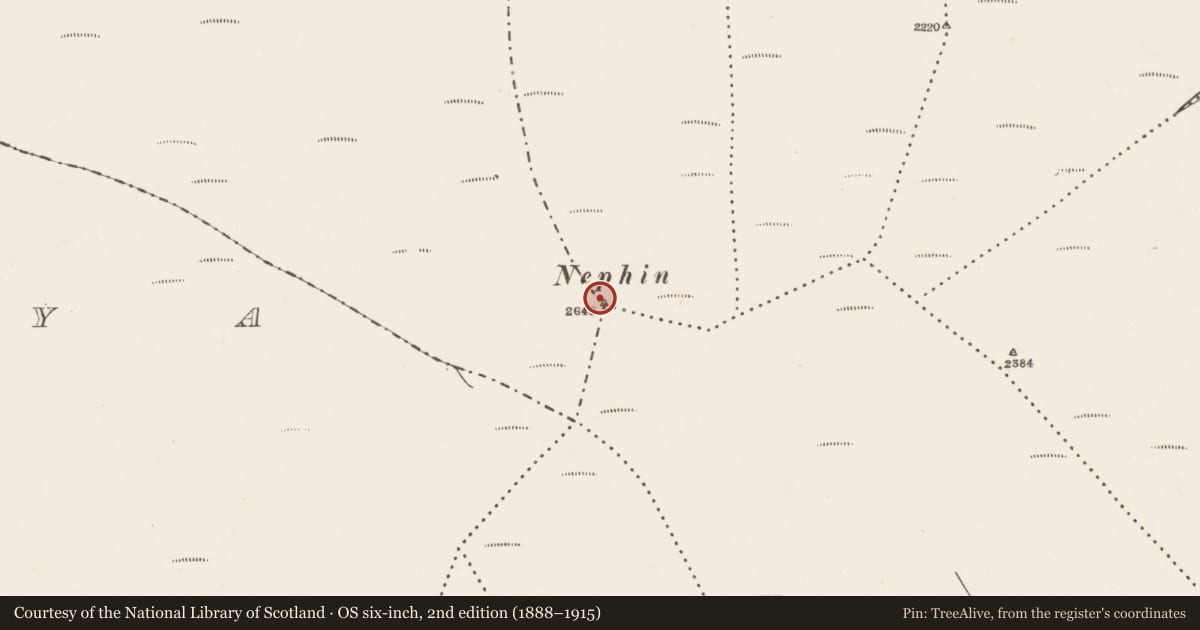 Ordnance Survey six-inch map, 2nd edition (1888–1915) covering the location of Cairn - unclassified, County Mayo, with a pin at the register's coordinates