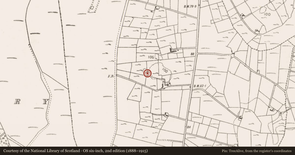 Ordnance Survey six-inch map, 2nd edition (1888–1915) covering the location of Enclosure, Knockmore, County Mayo, with a pin at the register's coordinates