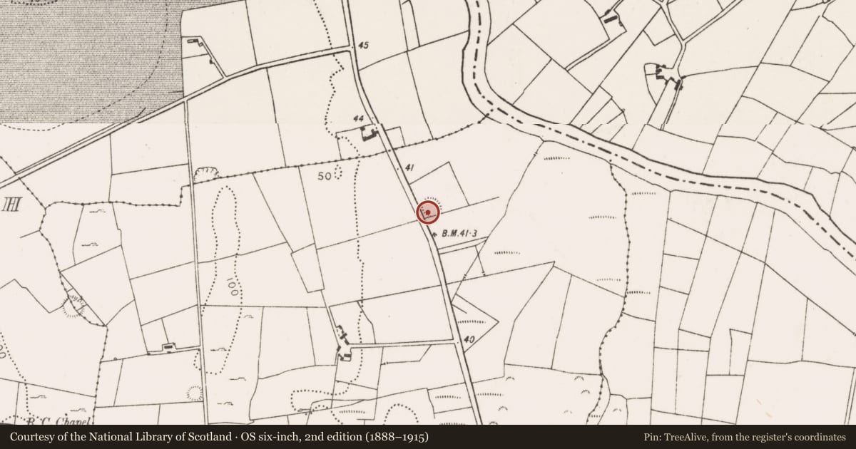 Ordnance Survey six-inch map, 2nd edition (1888–1915) covering the location of Enclosure, Rathbaun (Tirawley By., Ballynahaglish Par.), County Mayo, with a pin at the register's coordinates