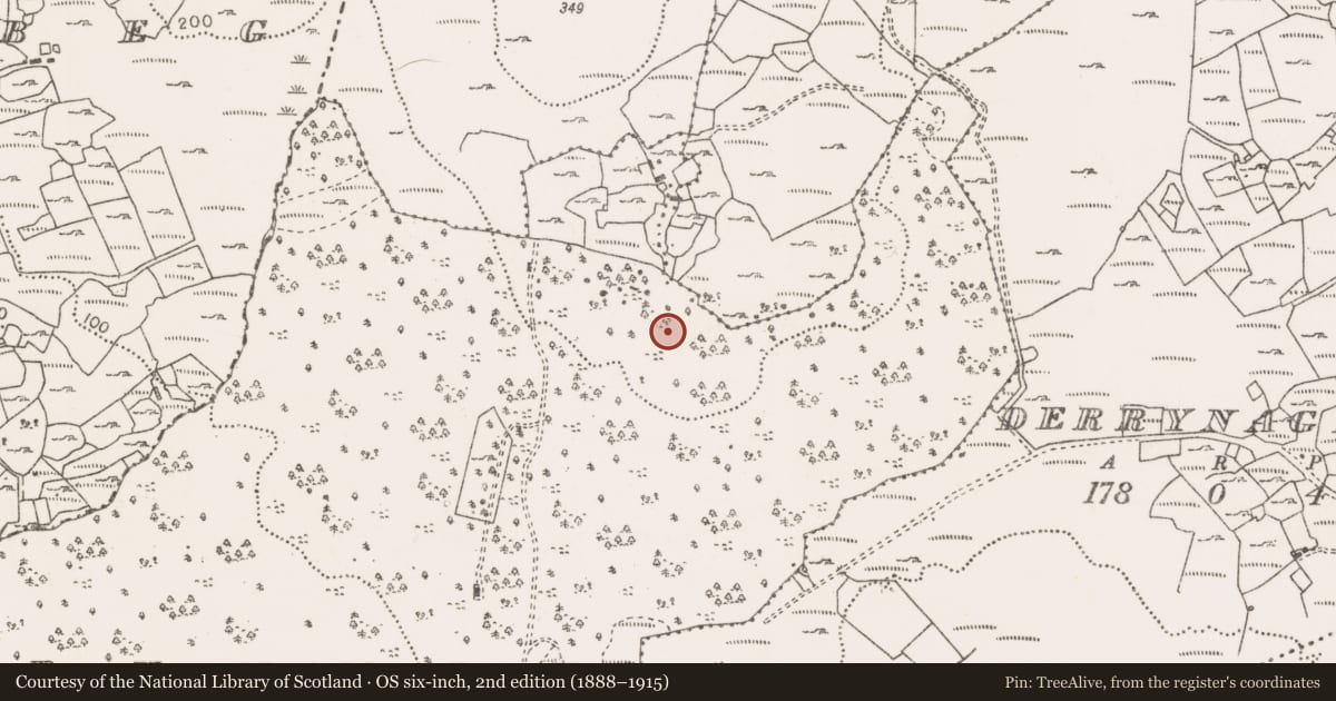 Ordnance Survey six-inch map, 2nd edition (1888–1915) covering the location of Enclosure, Drummin, County Mayo, with a pin at the register's coordinates