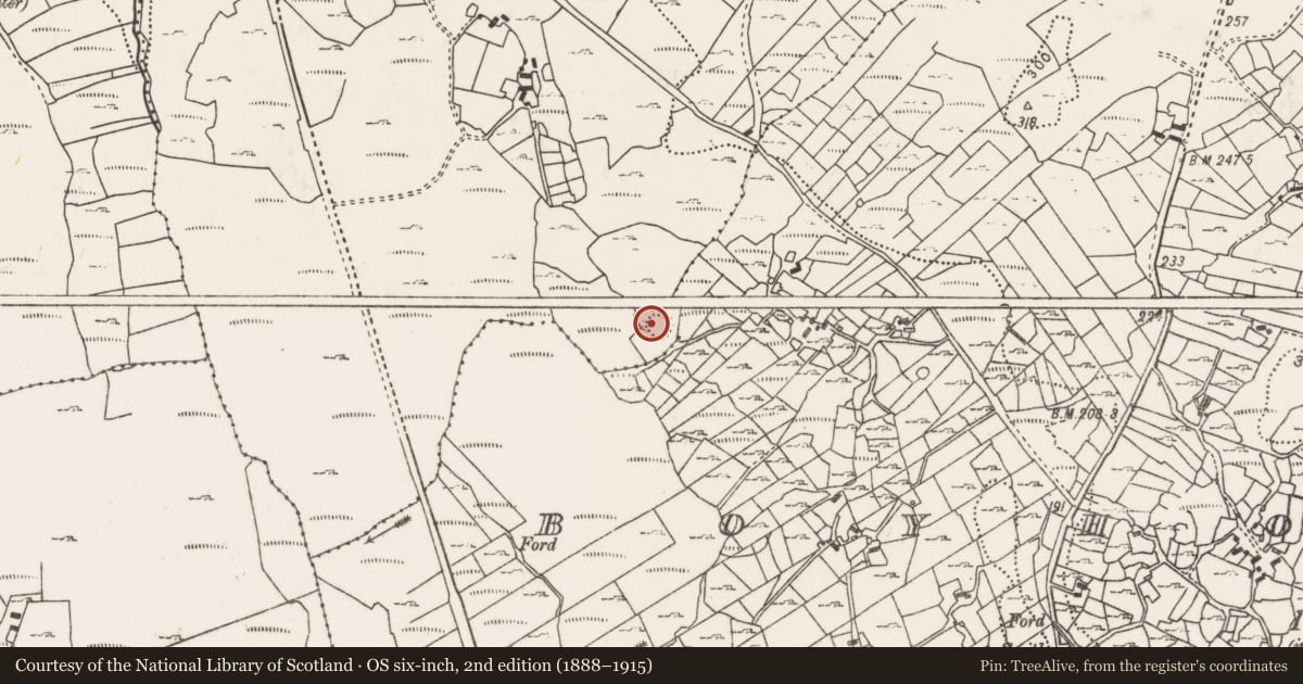 Ordnance Survey six-inch map, 2nd edition (1888–1915) covering the location of Enclosure, Kilgellia, County Mayo, with a pin at the register's coordinates