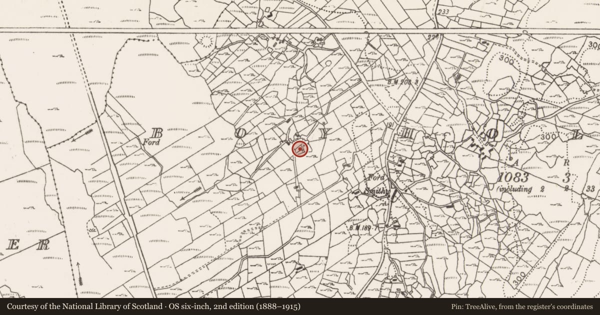 Ordnance Survey six-inch map, 2nd edition (1888–1915) covering the location of Enclosure, Boyhollagh, County Mayo, with a pin at the register's coordinates