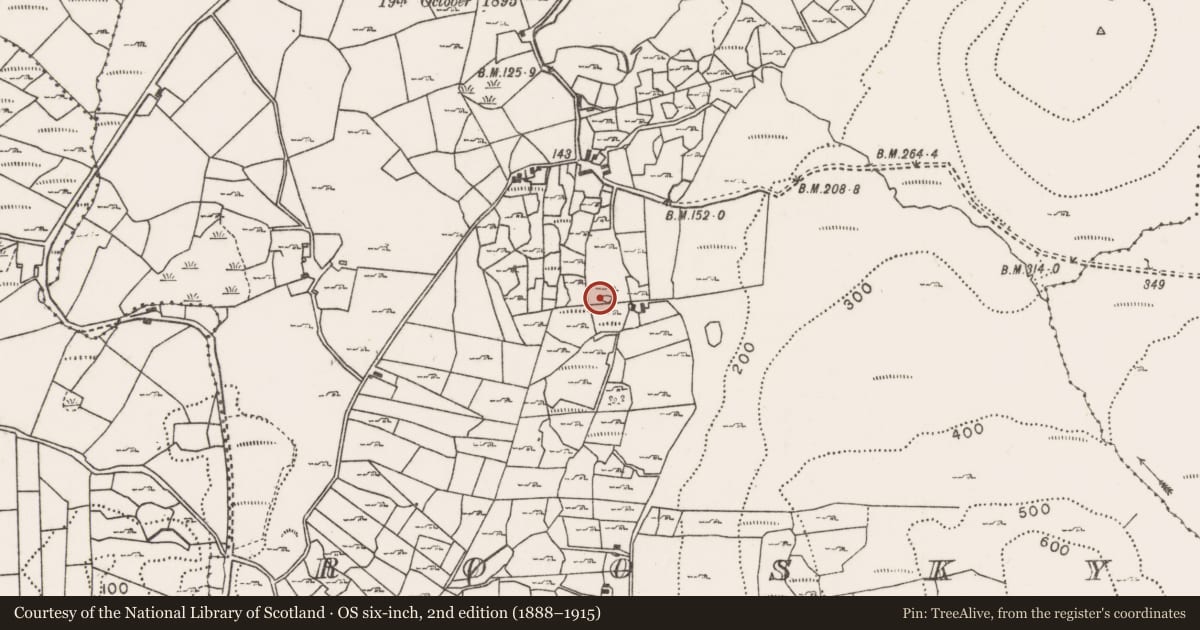 Ordnance Survey six-inch map, 2nd edition (1888–1915) covering the location of Enclosure, Roosky, County Mayo, with a pin at the register's coordinates