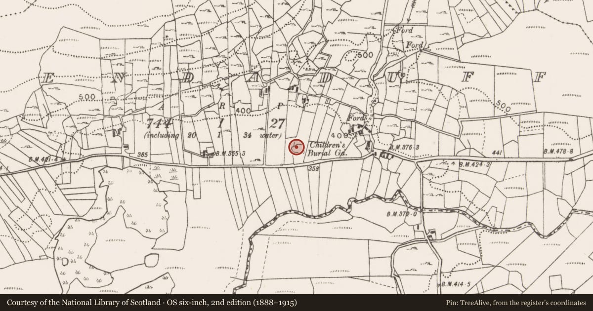 Ordnance Survey six-inch map, 2nd edition (1888–1915) covering the location of Cross-inscribed stone, Glendaduff, County Mayo, with a pin at the register's coordinates