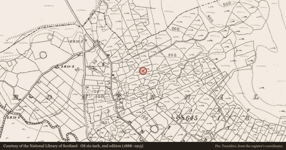 Ordnance Survey six-inch map, 2nd edition (1888–1915) covering the location of Enclosure, Boherhallagh, County Mayo, with a pin at the register's coordinates