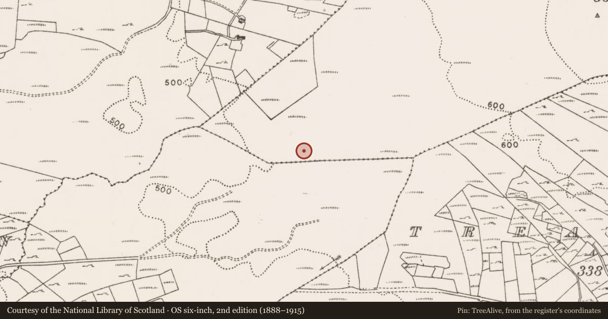 Ordnance Survey six-inch map, 2nd edition (1888–1915) covering the location of Field boundary, Doonty, Prebaun, County Mayo, with a pin at the register's coordinates