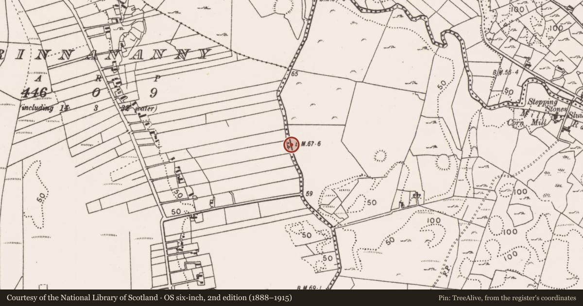 Ordnance Survey six-inch map, 2nd edition (1888–1915) covering the location of Standing stone, Creggagh, County Mayo, with a pin at the register's coordinates