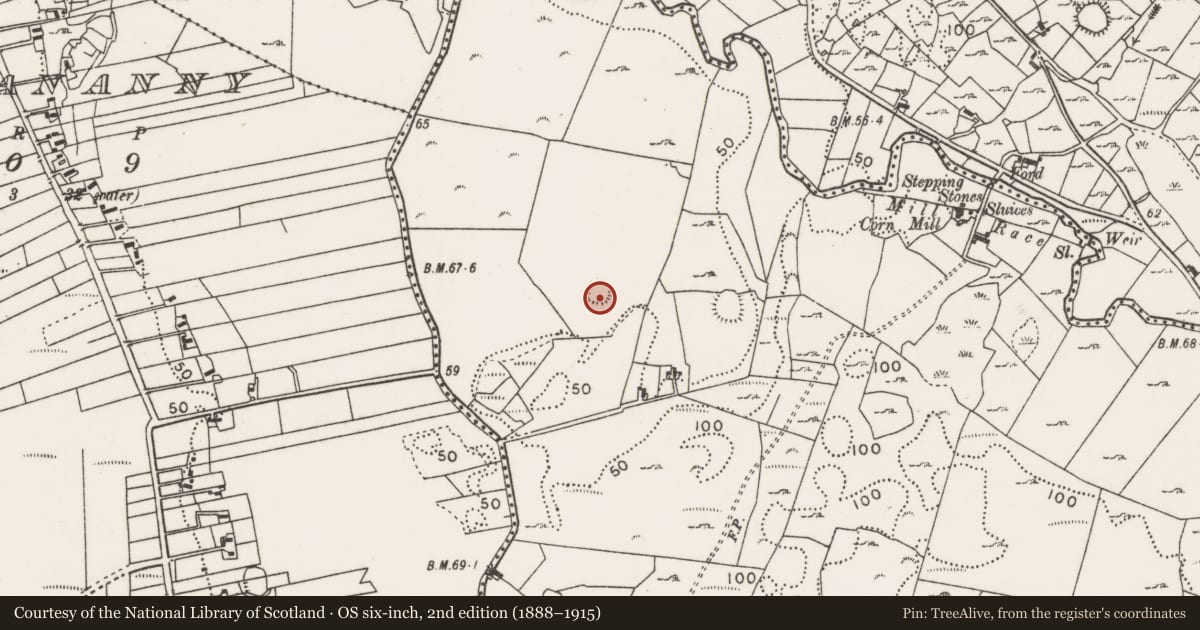 Ordnance Survey six-inch map, 2nd edition (1888–1915) covering the location of Enclosure, Creggagh, County Mayo, with a pin at the register's coordinates