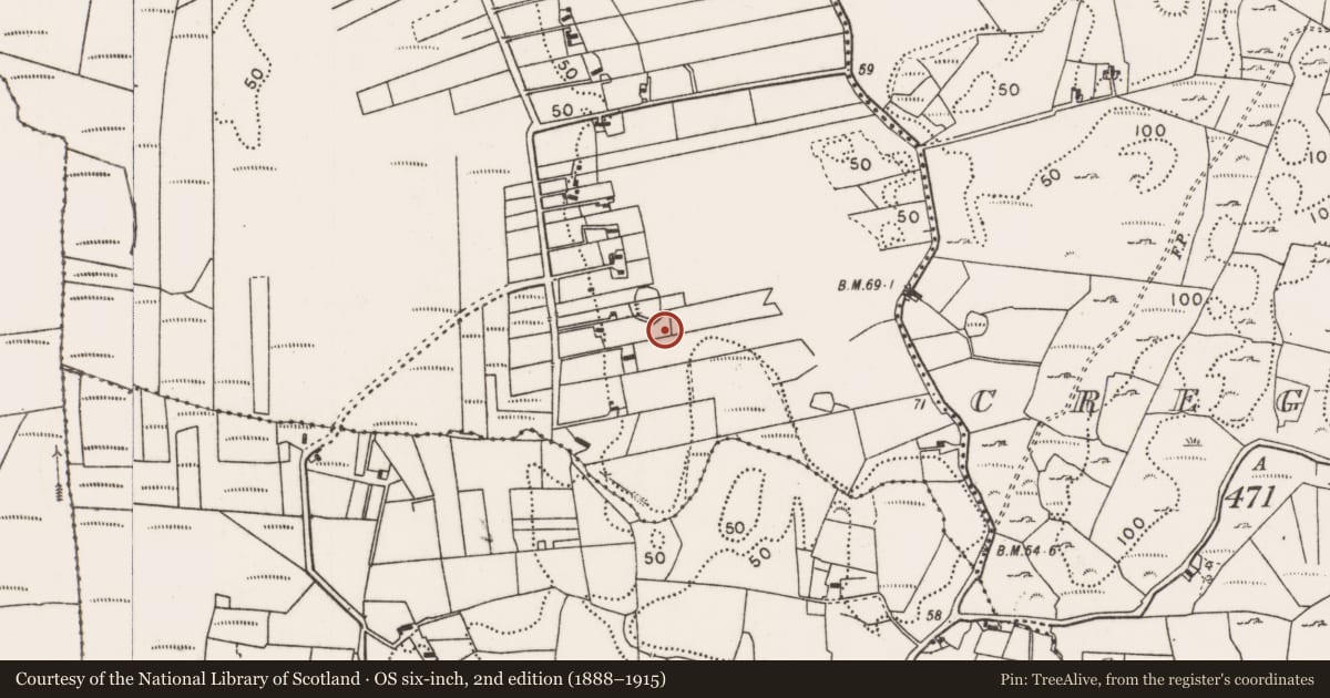 Ordnance Survey six-inch map, 2nd edition (1888–1915) covering the location of Earthwork, Rinnananny, County Mayo, with a pin at the register's coordinates