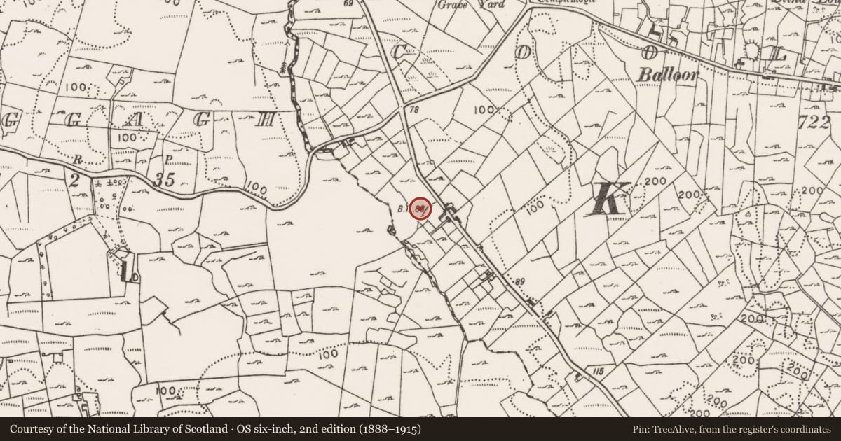 Ordnance Survey six-inch map, 2nd edition (1888–1915) covering the location of Enclosure, Coollagagh, County Mayo, with a pin at the register's coordinates