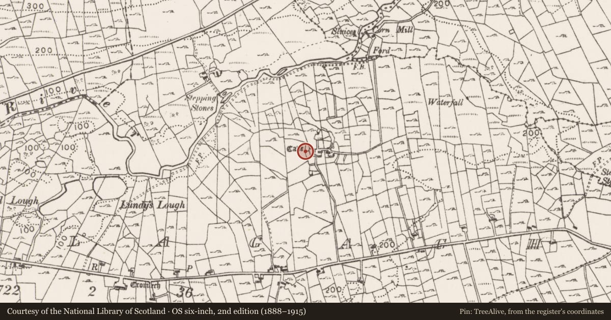 Ordnance Survey six-inch map, 2nd edition (1888–1915) covering the location of Ringfort - cashel, Coollagagh, County Mayo, with a pin at the register's coordinates