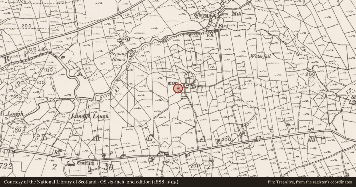 Ordnance Survey six-inch map, 2nd edition (1888–1915) covering the location of Field boundary, Coollagagh, County Mayo, with a pin at the register's coordinates