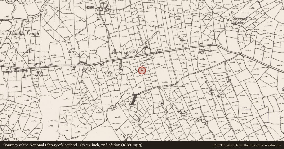 Ordnance Survey six-inch map, 2nd edition (1888–1915) covering the location of Enclosure, Coollagagh, County Mayo, with a pin at the register's coordinates