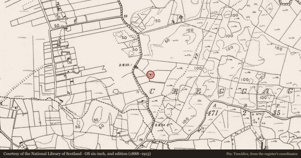 Ordnance Survey six-inch map, 2nd edition (1888–1915) covering the location of Enclosure, Creggagh, County Mayo, with a pin at the register's coordinates