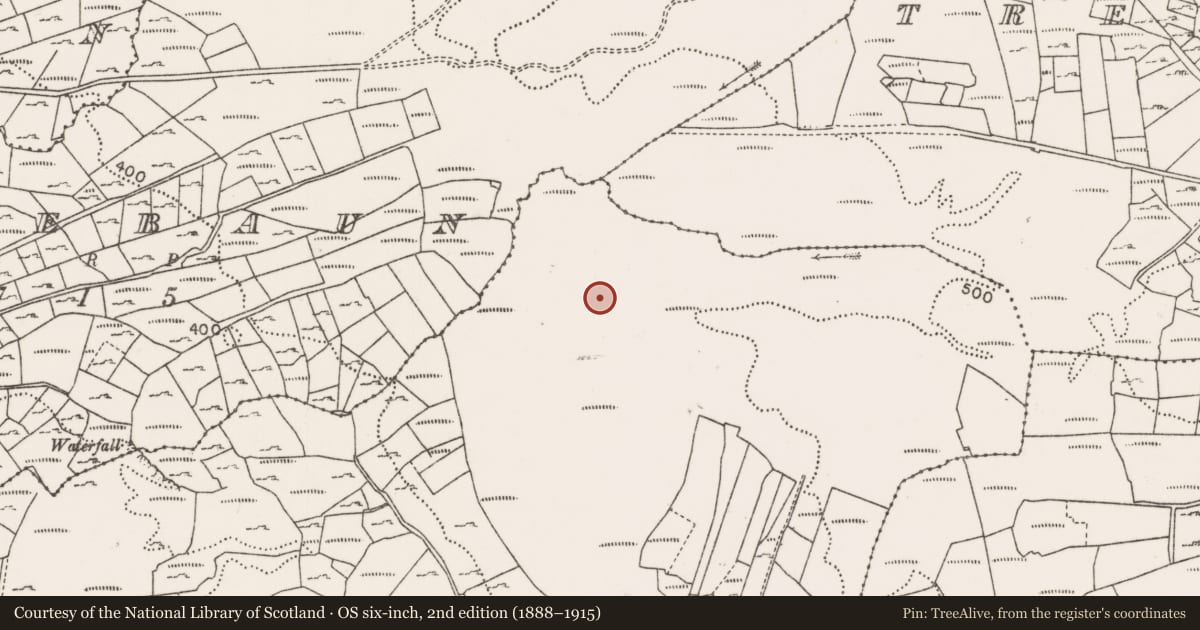 Ordnance Survey six-inch map, 2nd edition (1888–1915) covering the location of Megalithic structure, Cullin, County Mayo, with a pin at the register's coordinates