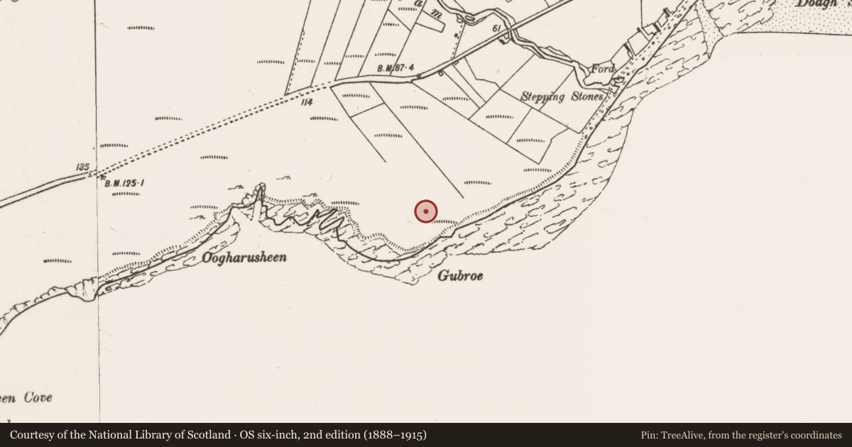 Ordnance Survey six-inch map, 2nd edition (1888–1915) covering the location of House - 18th/19th century, Keel West, County Mayo, with a pin at the register's coordinates